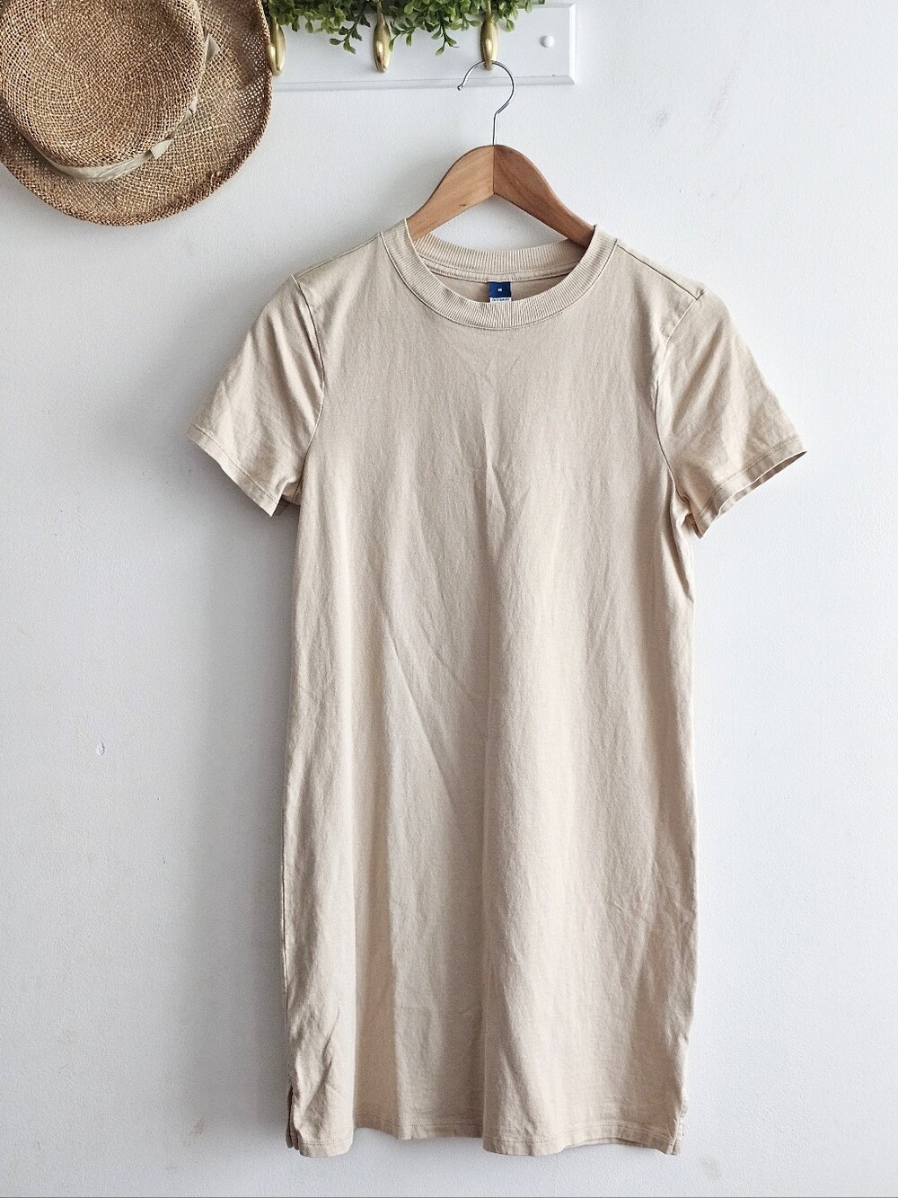 Old Navy Vintage Tee T-Shirt Dress Medium Desert Floor Beige 100% Cotton